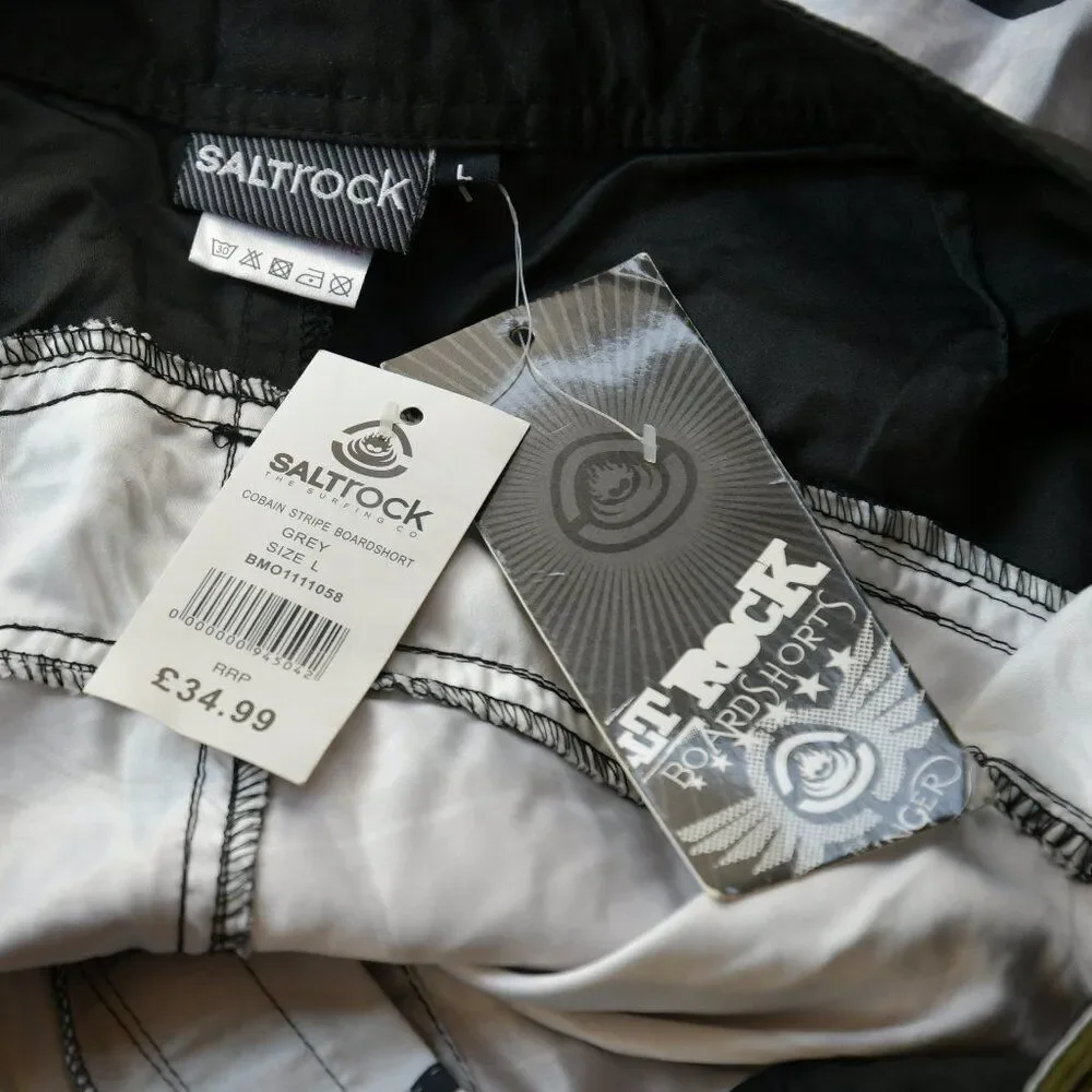 NWT - SALTrockCobain Stripe Boardshort Grey, Size L